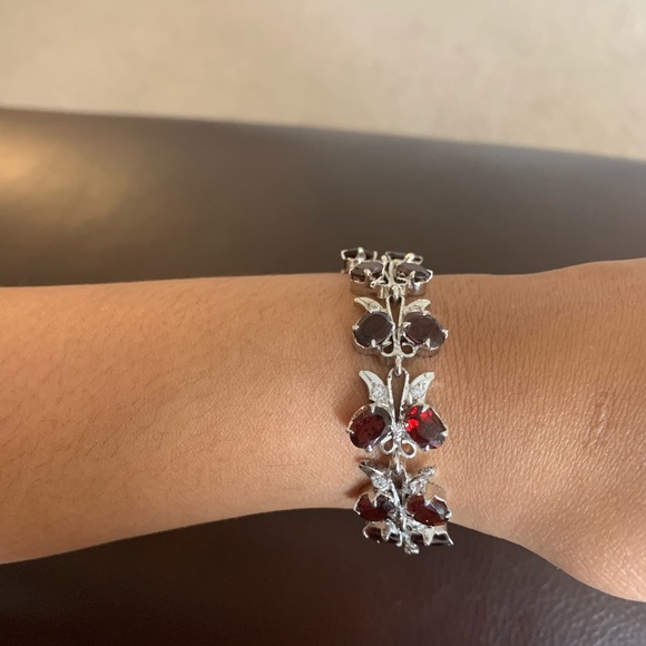 Butterfly garnet bracelet diamond - Picture 2 of 8